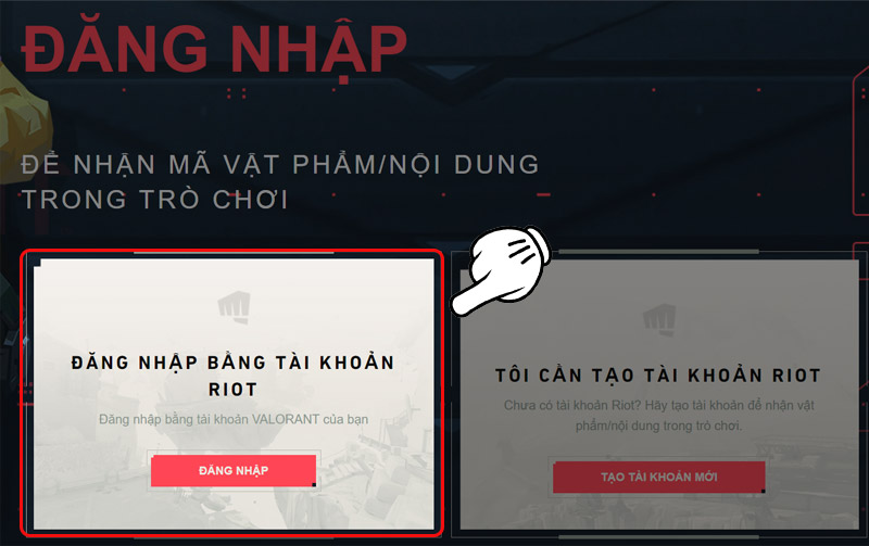 Chọn vào ô Đăng nhập bằng tài khoản Riot