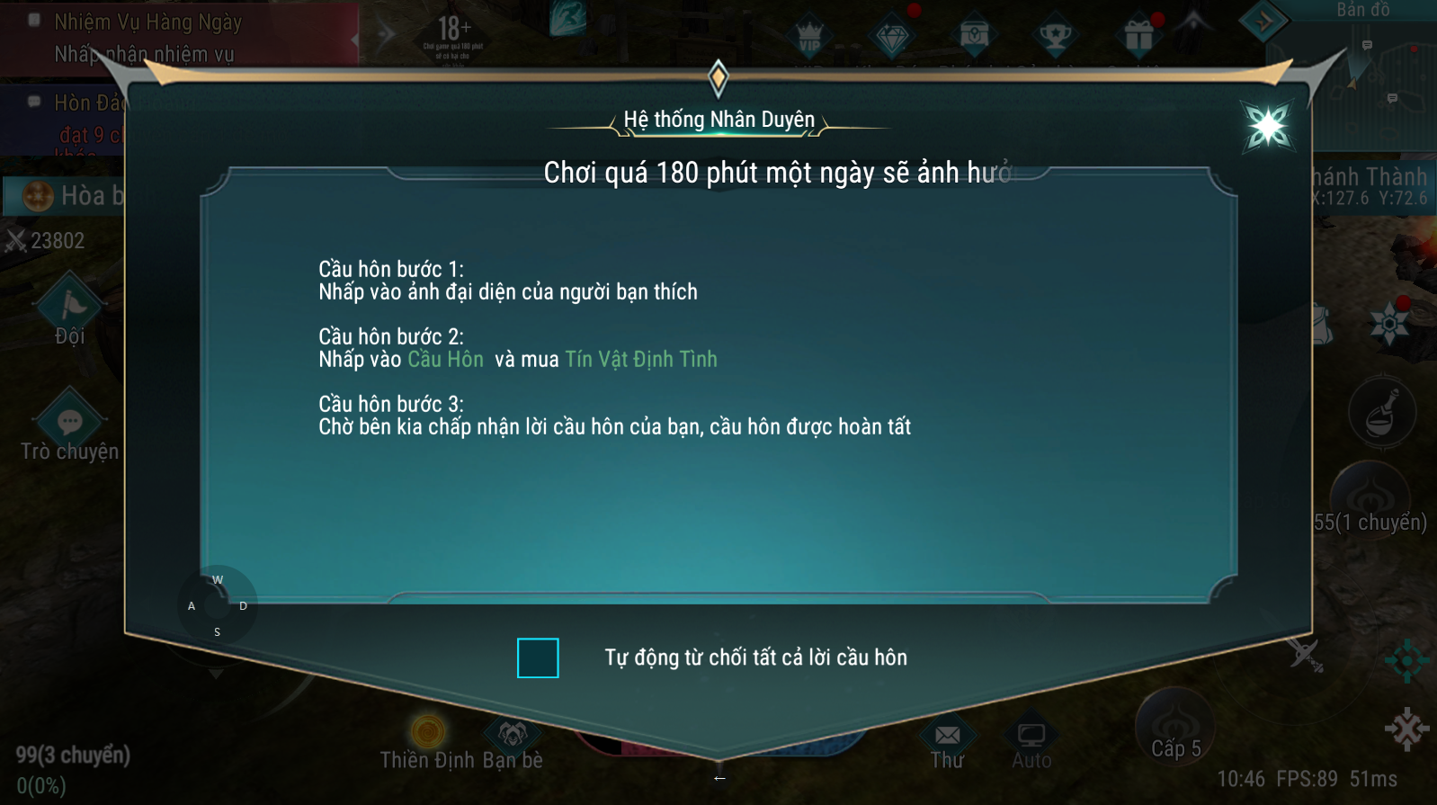 Hình ảnh giao diện hệ thống Nhân Duyên trong game Chiến Binh Devias