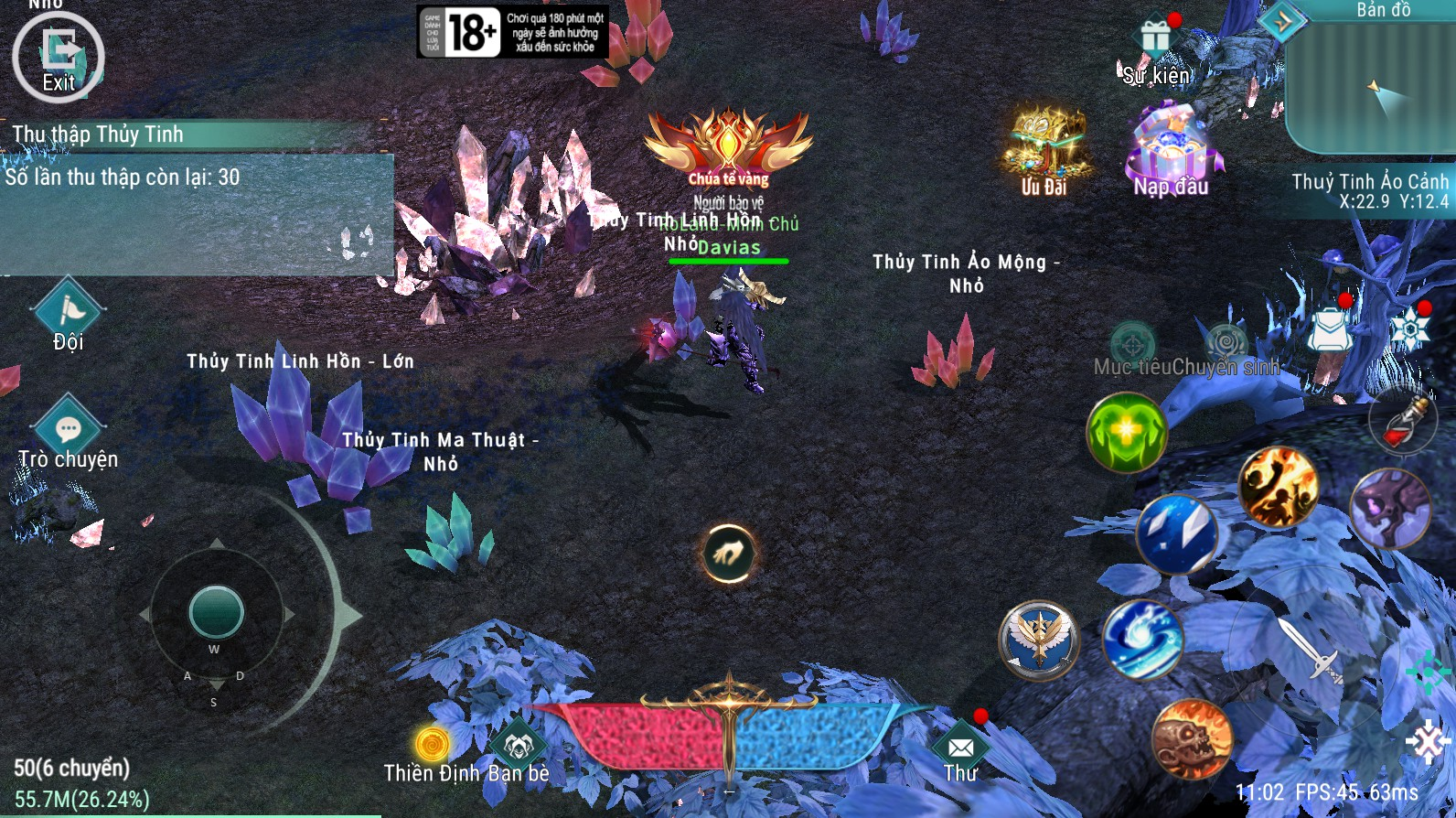 Hình ảnh giao diện thủy tinh ảo cảnh trong game Chiến Binh Devias