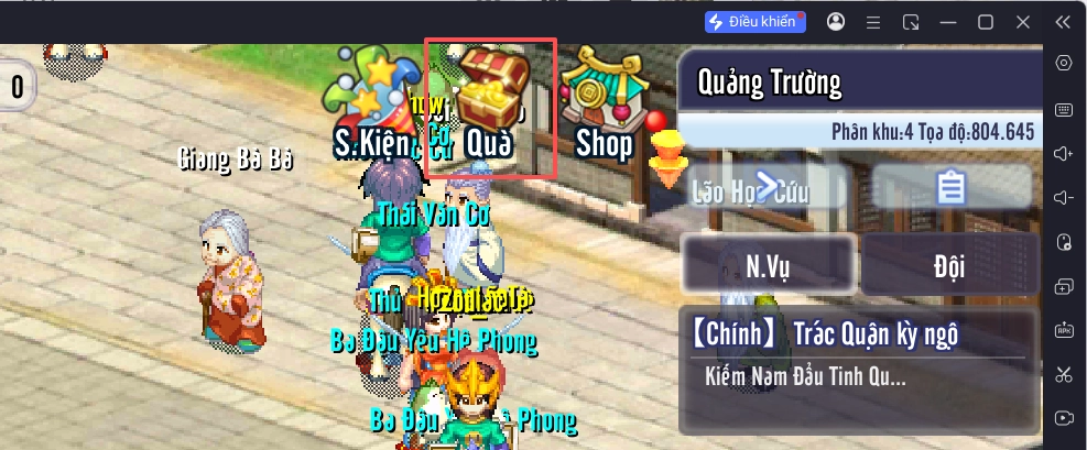 Chọn vào mục Quà (biểu tượng rương quà)