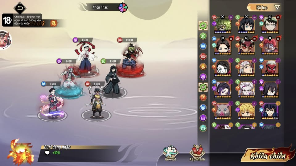 Hình ảnh chọn nhân vật trong game Dấu Ấn Diệt Quỷ