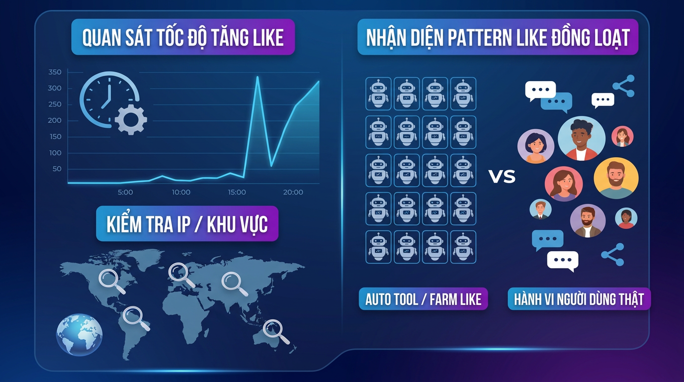 Cách nhận diện các đợt tăng like bất thường từ công cụ