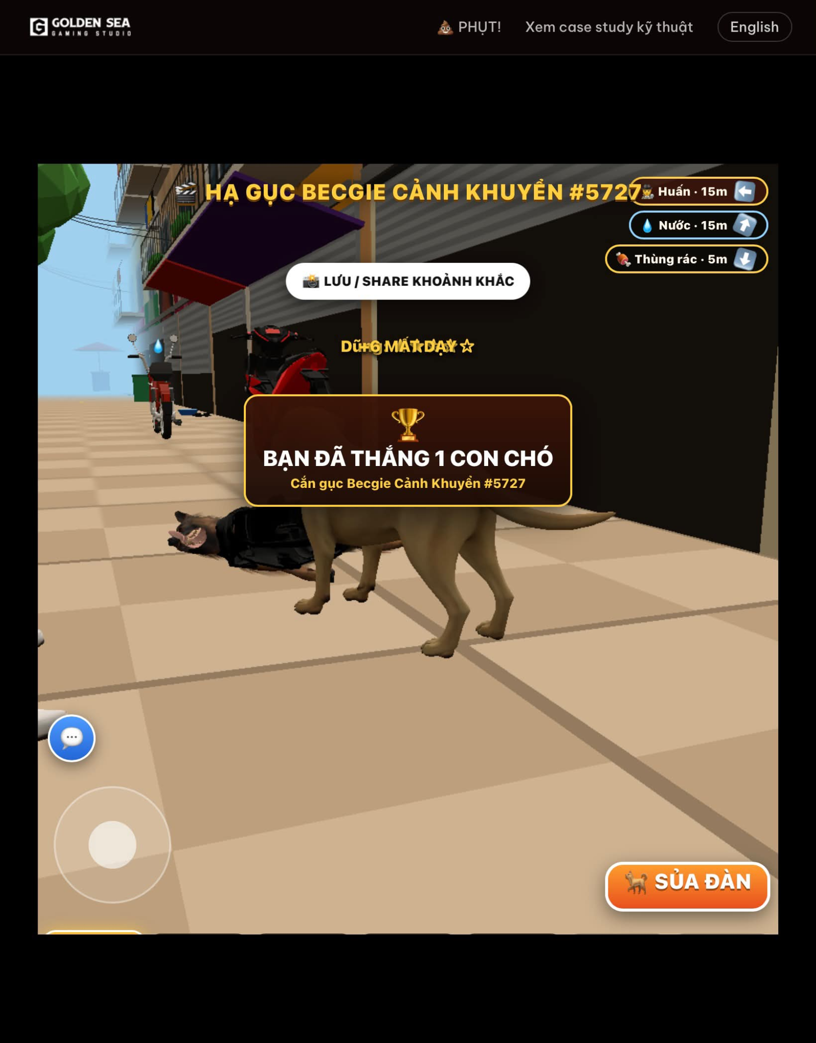 Một Ngày Làm Chó: Game mô phỏng hài hước trên phố Việt 3 Chế độ 1v1 yêu cầu nhấn liên tục để đẩy sóng âm