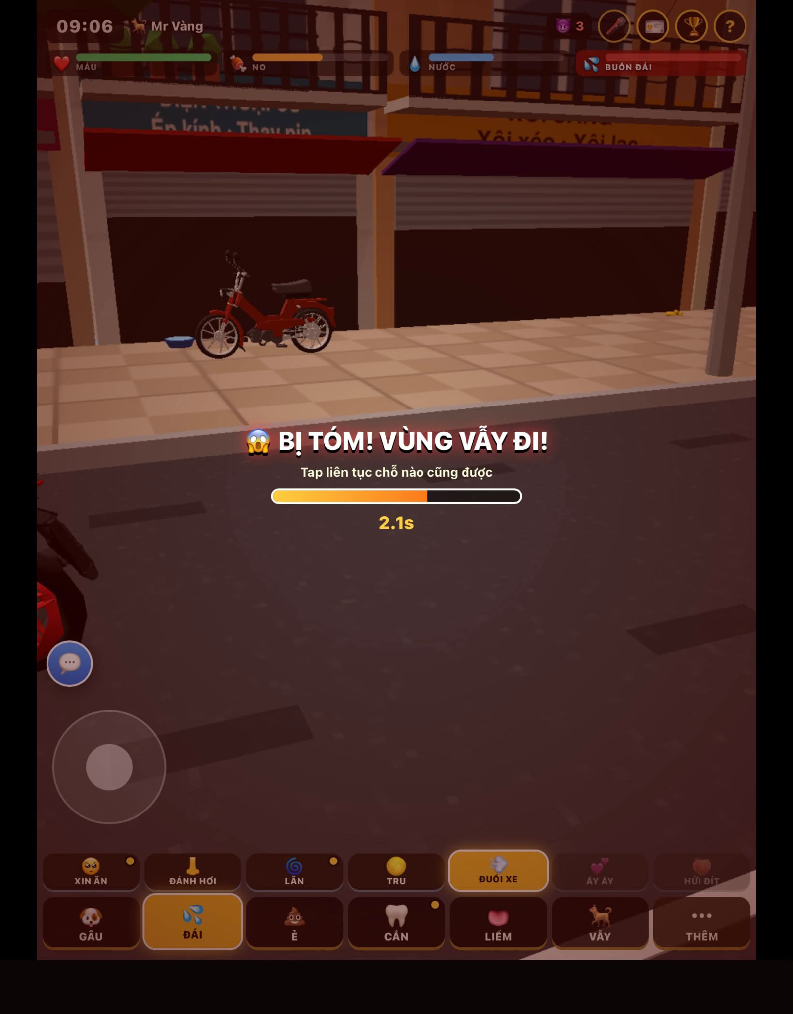 Một Ngày Làm Chó: Game mô phỏng hài hước trên phố Việt 4 Khi nghe tiếng còi, nhấn nút Né đúng lúc để thoát